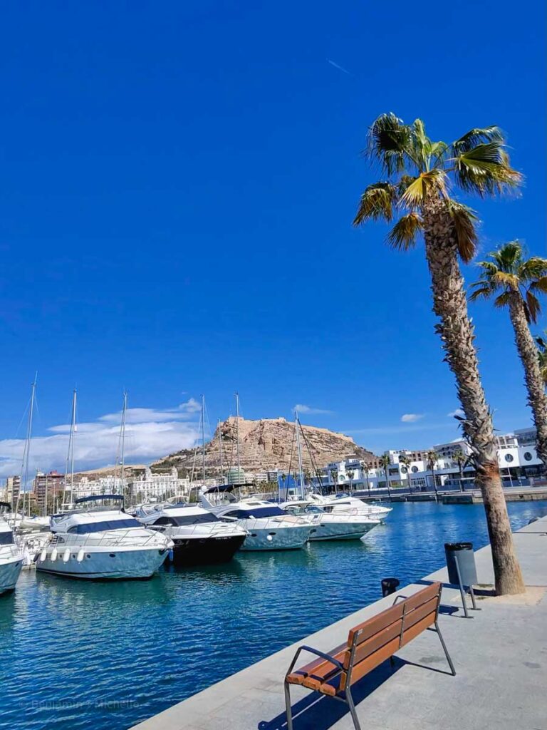 Ben + Michelle visit Alicante Spain - view of the marina